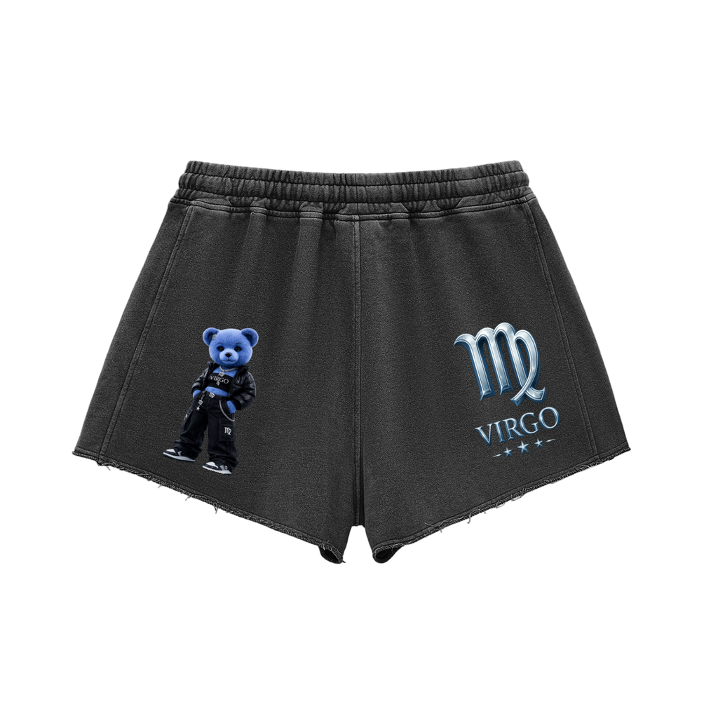 Snow Washed Raw Edge Drawstring Shorts