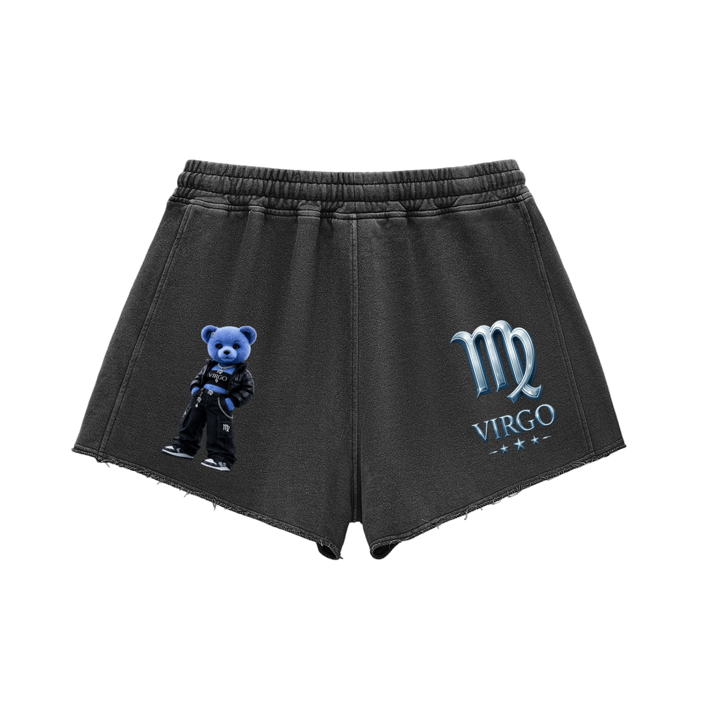 Snow Washed Raw Edge Drawstring Shorts